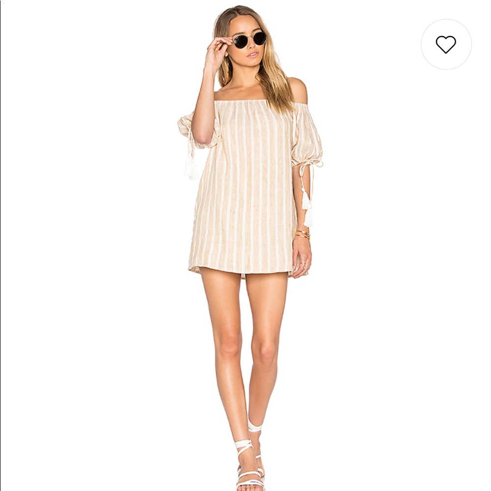 X Revolve Kya Dress in Natural Stripe Linen